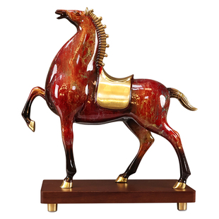 纯铜马摆件马到成功客厅玄关酒柜办公室桌装饰乔迁开业高档送礼品