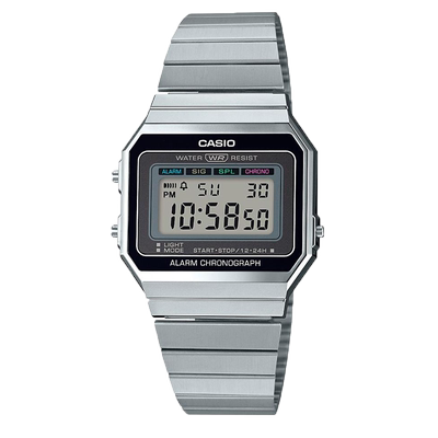 卡西欧复古潮流银表小方块男