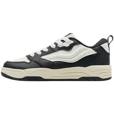 特步板鞋男鞋黑白熊猫配色休闲鞋