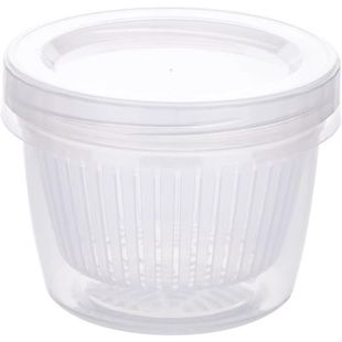 葱花保鲜盒带盖双层沥水圆形塑料冰箱密封盒家用水果葱姜蒜收纳盒