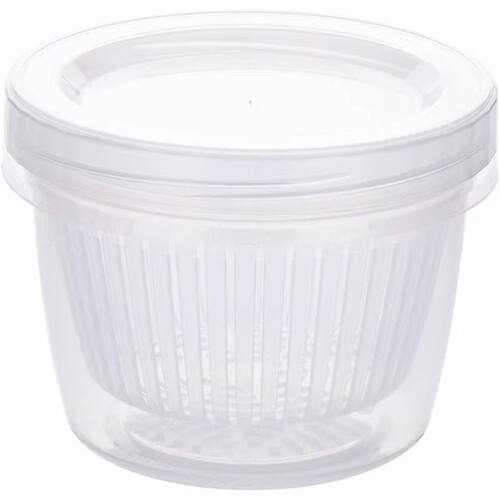 葱花保鲜盒带盖双层沥水圆形塑料冰箱密封盒家用水果葱姜蒜收纳盒