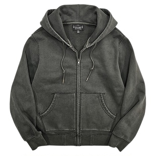 西里布美式复古重磅全棉连帽拉链卫衣男运动休闲开衫外套非rrl