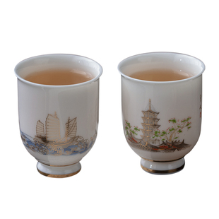 徐建勇文创陶瓷茶具高端白瓷小茶杯客杯品茗杯高档自用对杯带礼盒