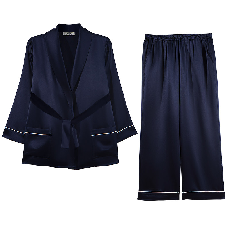 冬季新款22姆米重磅有机桑蚕丝女款真丝套装家居服奢华高品质精品