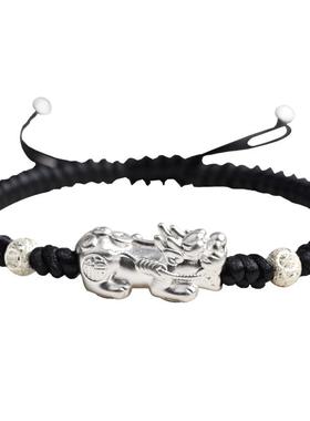 纯银礼品貔貅礼物手链红绳编织