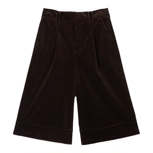 “先锋律动” 岛国进口长绒棉灯芯绒 时髦复古阔腿8分裤