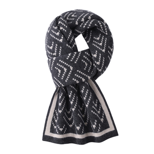 恒源祥100%纯羊毛围巾男冬季加厚保暖围脖高级感生日礼盒装送爸爸