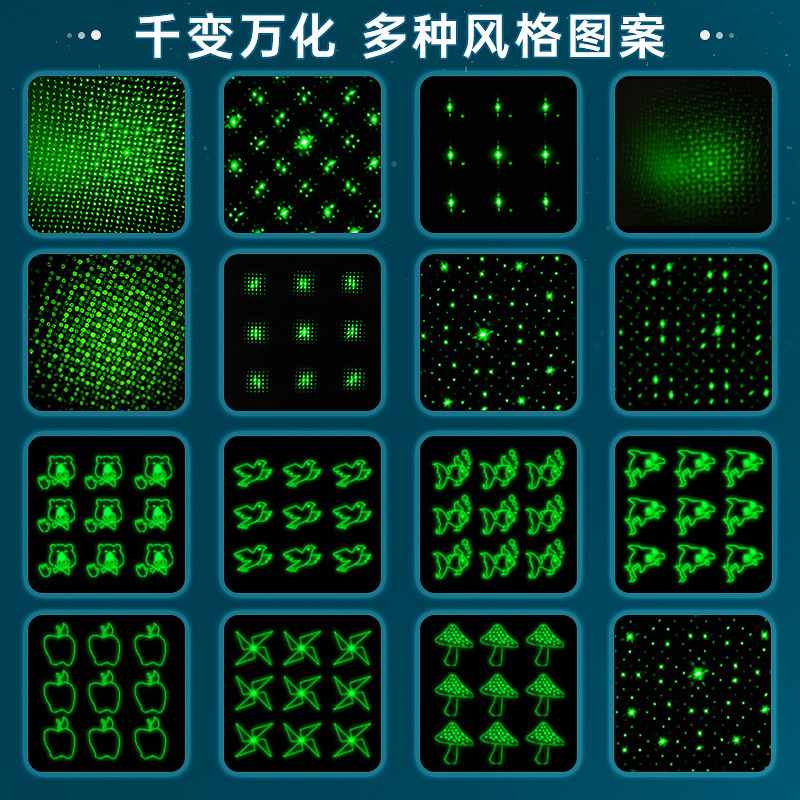 新款激光笔图案3D满天星绿光可充电头灯远射超亮红外线售楼部镭射