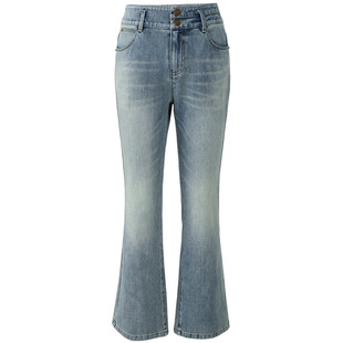 【万向自由裤】娅丽达九分微喇牛仔裤女2026新春款复古弹力喇叭裤