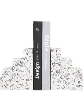 新中式水磨石书挡样板房桌面