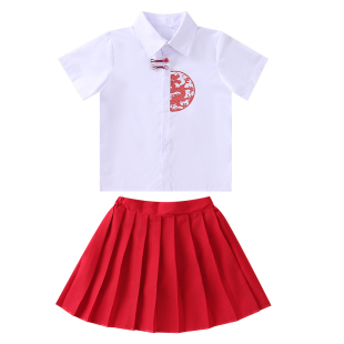 中国少年合唱服小学生如愿演出服红色儿童祖国赞歌男女童表演服装