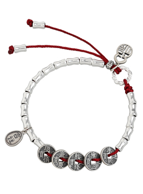 节节高纯银葫芦铜钱五帝钱竹节手链女情侣银饰手串男手绳小众礼物