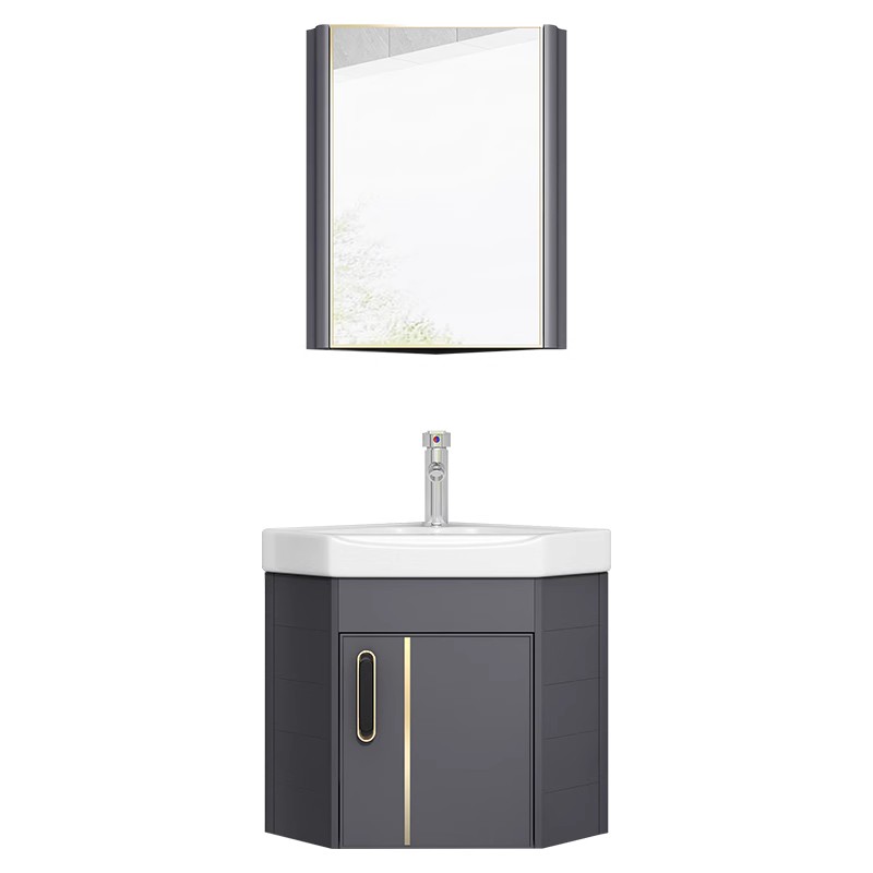 三角形浴室柜转角洗手盆小号卫生间小户型迷你挂墙式洗脸盆柜组合