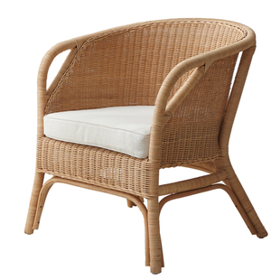 印尼藤编单人椅民宿家用藤椅阳台花园休闲椅真藤靠背椅圈椅洽谈椅