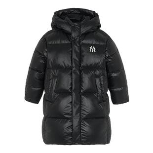 MLB儿童官方男女童复古LOGO防水长款连帽鹅绒羽绒服秋冬款