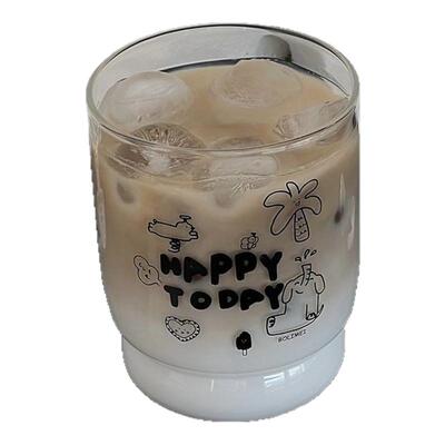 嗨皮小象ins风耐高温玻璃杯家用热牛奶喝水杯480ml咖啡杯彩盒装