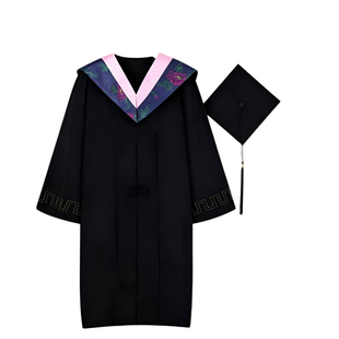 学士服男女大学生黑色长袖硕士博士服毕业礼服高端刺绣学位袍套装