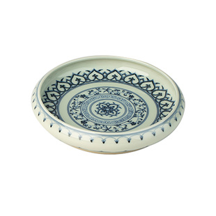 三勤堂手绘青花宝相纹壶承景德镇陶瓷功夫茶具家用茶托茶道配件