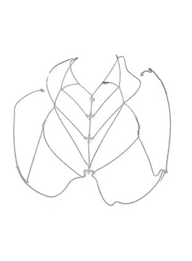 日韩高端新潮胸链比基尼锁骨链身体链闪钻性感项链女链多层气质