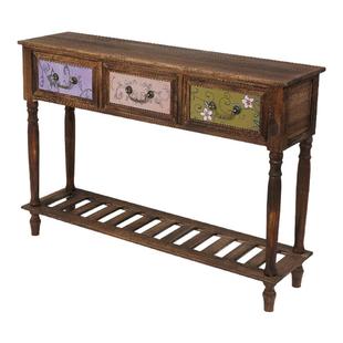 美式实木入户玄关柜复古客厅阳台置物柜靠墙长条桌窄柜过道装饰柜