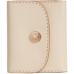 匠线lineartisanal 复古原创手缝线 植鞣牛皮紫铜扣 短款拉链钱包