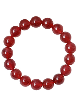 浓郁老料 天然红草莓晶手链 草莓石原石单圈红色水晶手串女招桃花