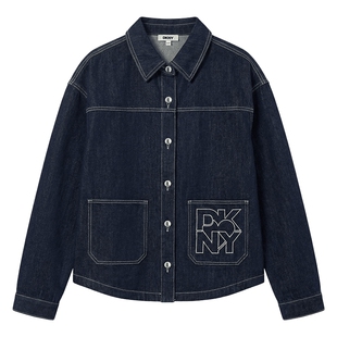 【明星同款】DKNY唐可娜儿26牛仔短外套翻领时尚上衣街头休闲简约