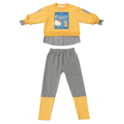 女童秋季新款洋气上衣假两件套装