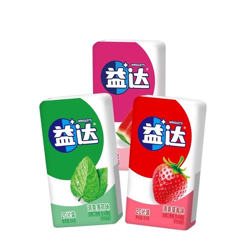 益达口香糖木糖醇54g20片3盒装组合装薄荷味便携糖果口气清新