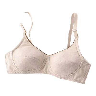 红豆款全棉透气内衣女彩棉薄棉杯小胸无钢圈上托聚拢二排三排胸罩