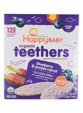 美国Happy Baby禧贝宝宝蔬菜米饼婴儿磨牙饼干7个月进口零食