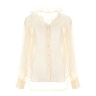 wana try花边立体领口法式衬衫秋季新品韩系百搭温婉甜美风上衣女