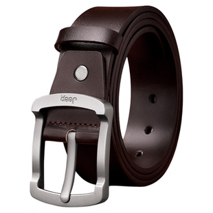 Jeep吉普皮带男士2025新款真皮复古休闲高档针扣牛皮年轻人裤腰带