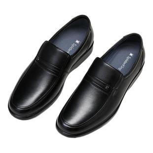 蜘蛛王2025秋冬新款正装休闲皮鞋真皮加绒软底一脚蹬爸爸结婚男鞋