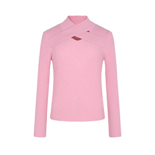 郁香菲镂空领针织衫女气质通勤秋冬优雅修身毛衫显瘦套头打底衫