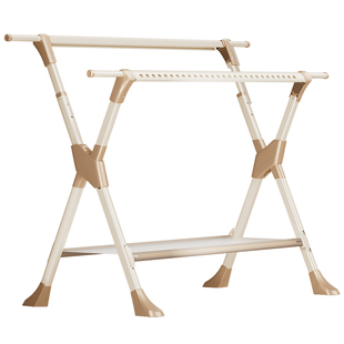 比人焦糖奶油晾衣架落地折叠加粗阳台家用室内户外多功能晒被神器