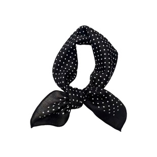 韩系ins黑色波点丝巾女高级感复古气质简约薄款围巾2025新款领巾