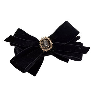 秋冬高级感丝绒蝴蝶结黑色发夹女后脑勺发量多丸子头发饰大号抓夹