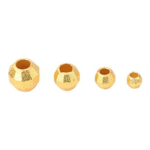 古法沙金珠子散珠不掉色镀24k金镭射珠穿水晶项链手链隔珠小配件