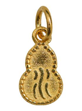 手工錾刻古法黄金五行葫芦小吊坠