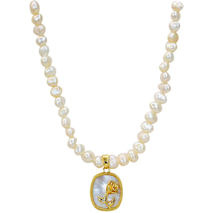 巴洛克不规则天然珍珠项链玫瑰贝母吊坠锁骨链母贝颈链女轻奢小众