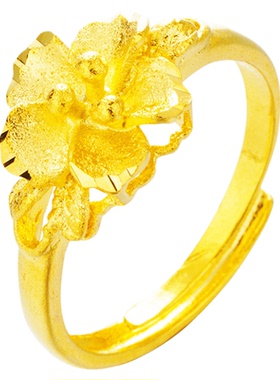 越南沙金正品花朵戒指镀沙金女款活口女士食指调节开口时尚饰品