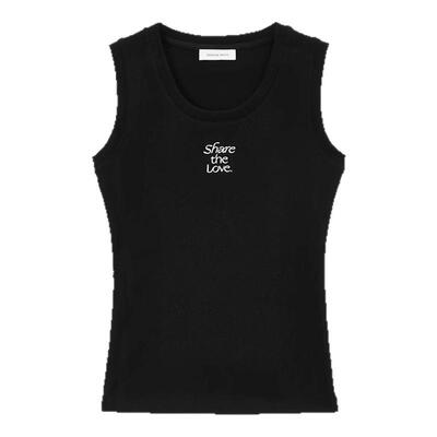 CONCISE-WHITE春夏女士日常休闲简约刺绣LOGO圆领背心银泰301257
