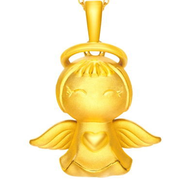 欧币金天使吊坠女沙金镀金实心