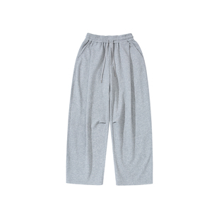 白花灰色直筒打褶运动卫裤男生2026春季新款宽松户外休闲长裤男款