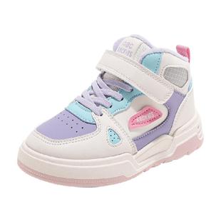 Abckids儿童休闲鞋2025冬季新款加绒保暖女童高帮板鞋男童舒适