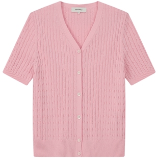 BEANPOLE滨波 女士棉质甜美活力风时尚细麻花纹理V领针织衫开衫