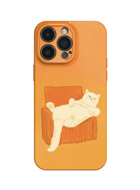 橙色沙发小猫~简约治愈油画ins适用iPhone16promax手机壳华为mate60小米15opporeno14苹果13vivox200一加ace5