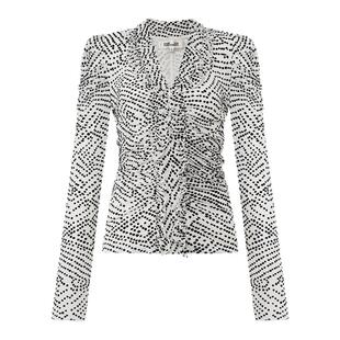 [重工植绒网纱]DVF2026春夏新款象牙白波纹圆点长袖上衣BL4T007