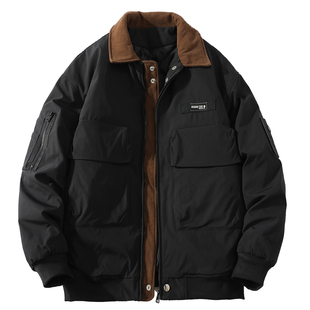 悟空有货复古潮牌日系工装翻领棉衣男女冬季街头宽松保暖休闲棉服